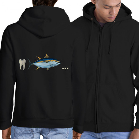 Sweat homme à capuche zippé noir Dent Thon Cul (Zewa,Humour)