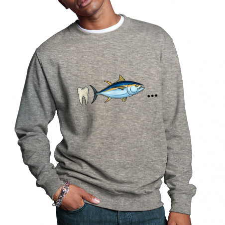 Sweat homme col rond gris chiné Dent Thon Cul (Zewa,Humour)