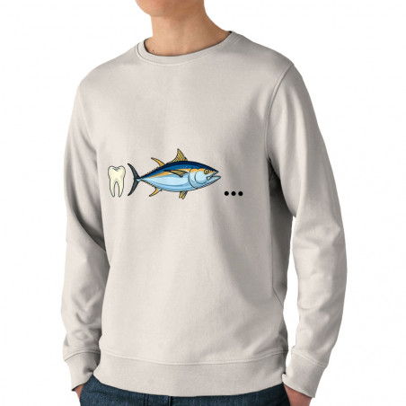 Sweat homme bio col rond naturel Dent Thon Cul (Zewa,Humour)