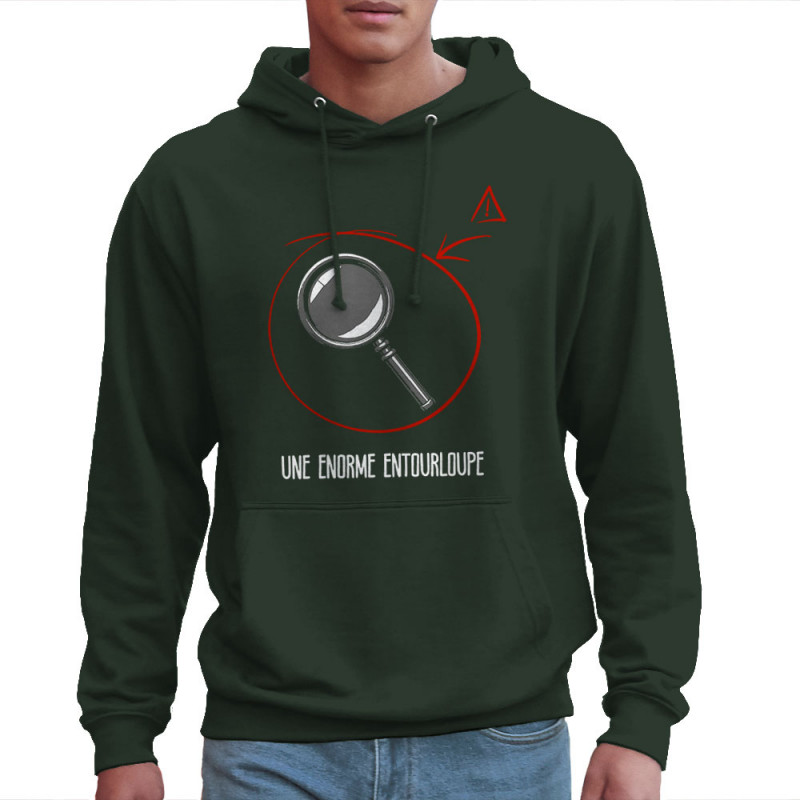 Sweat homme à capuche vert foncé Entourloupe (Zewa,Humour)