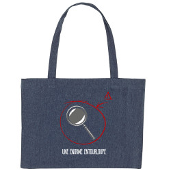 Grand sac shopping en toile recyclé bleu nuit Entourloupe (Zewa,Humour)