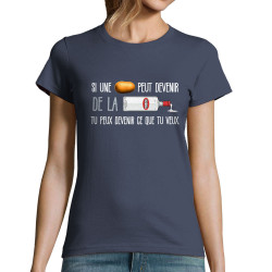 T-shirt femme bleu denim De la vodka (Zewa,Alcool,Humour)