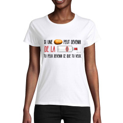 T-shirt femme coton bio blanc De la vodka (Zewa,Alcool,Humour)