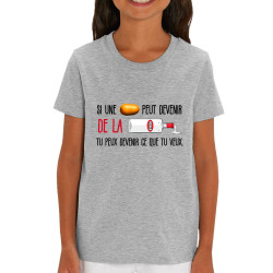T-shirt enfant coton bio gris chiné De la vodka (Zewa,Alcool,Humour)