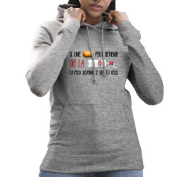 Sweat femme à capuche gris chiné De la vodka (Zewa,Alcool,Humour)