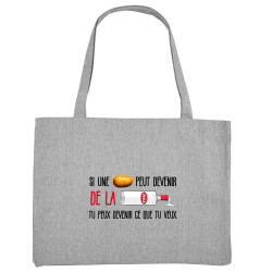 Grand sac shopping en toile recyclé gris chiné De la vodka (Zewa,Alcool,Humour)