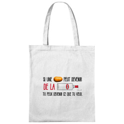 Sac shopping en toile blanc De la vodka (Zewa,Alcool,Humour)