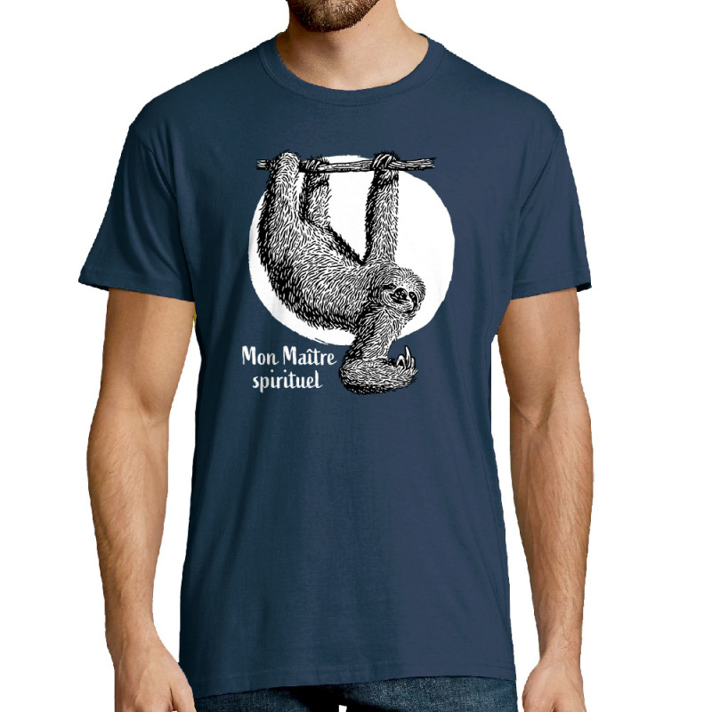 Tee-shirt homme bleu denim Mon Maître spirituel (Gondrax,Animaux)