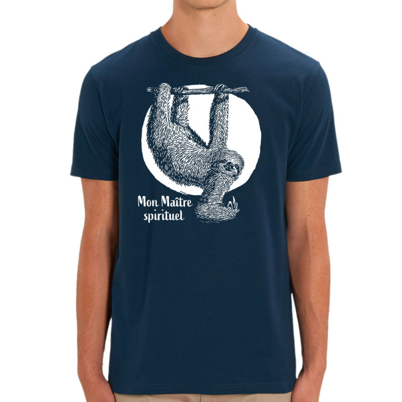 T-shirt homme coton bio bleu marine Mon Maître spirituel (Gondrax,Animaux)
