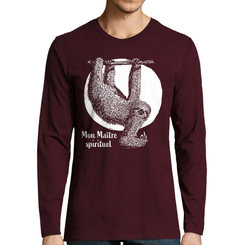 T-shirt homme manches longues bordeaux Mon Maître spirituel (Gondrax,Animaux)