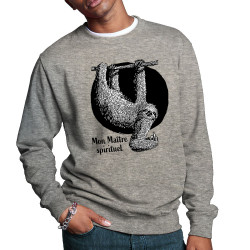 Sweat homme col rond gris chiné Mon Maître spirituel (Gondrax,Animaux)