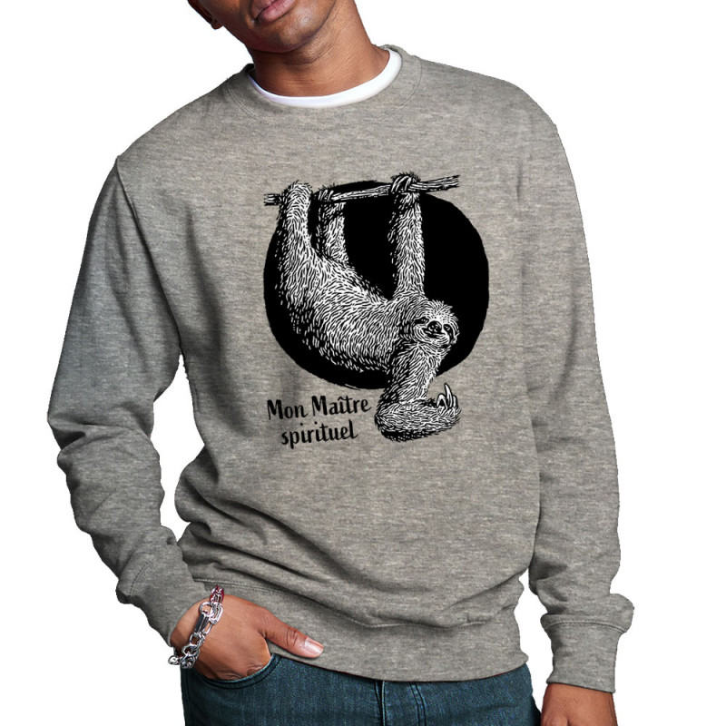Sweat homme col rond gris chiné Mon Maître spirituel (Gondrax,Animaux)