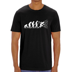 T-shirt homme coton bio noir Evolution dans le mur (Gondrax,Evolution,Humour)
