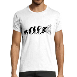 T-shirt homme fit blanc Evolution dans le mur (Gondrax,Evolution,Humour)