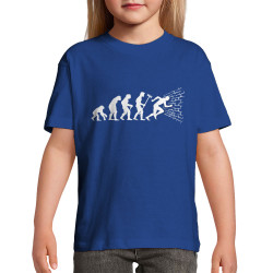 T-shirt enfant bleu royal Evolution dans le mur (Gondrax,Evolution,Humour)