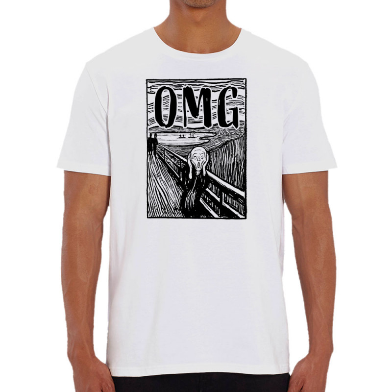 T-shirt homme coton bio blanc Oh My God (Gondrax,Humour,Musée)