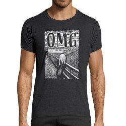 T-shirt homme fit gris anthracite chiné Oh My God (Gondrax,Humour,Musée)