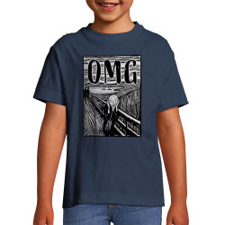 T-shirt enfant bleu denim Oh My God (Gondrax,Humour,Musée)