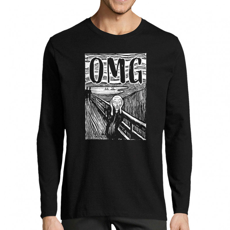 T-shirt homme manches longues noir Oh My God (Gondrax,Humour,Musée)