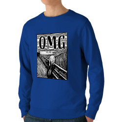 Sweat homme bio col rond bleu royal Oh My God (Gondrax,Humour,Musée)