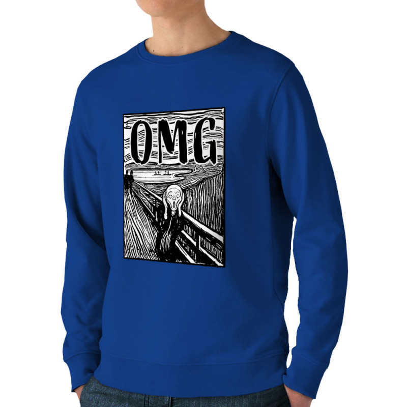 Sweat homme bio col rond bleu royal Oh My God (Gondrax,Humour,Musée)