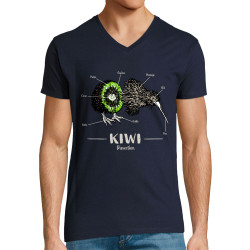 T-shirt homme col V bleu marine Kiwi dissection (Gondrax,Animaux,Humour)