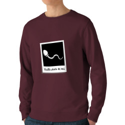 Sweat homme bio col rond bordeaux Vieille photo de moi (Gondrax,Humour)