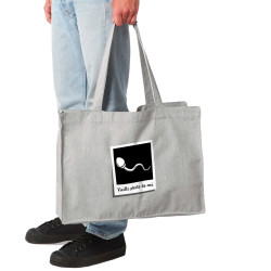 Grand sac shopping en toile recyclé gris chiné Vieille photo de moi (Gondrax,Humour)