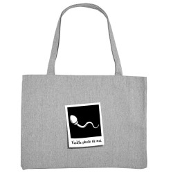 Grand sac shopping en toile recyclé gris chiné Vieille photo de moi (Gondrax,Humour)