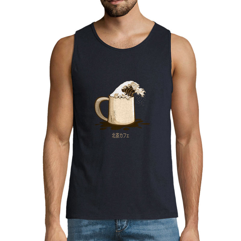 Débardeur homme bleu marine Hokusaï coffee (Gondrax,Hokusaï,Musée,Fruits & Légumes)