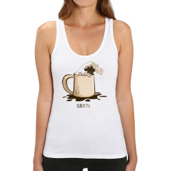 Débardeur femme coton bio blanc Hokusaï coffee (Gondrax,Hokusaï,Musée,Fruits & Légumes)
