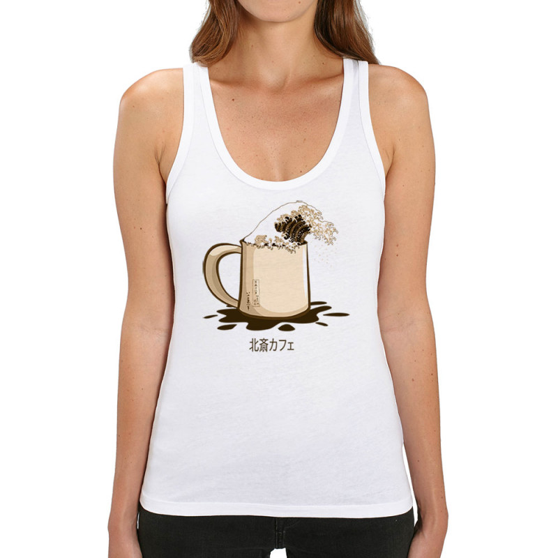 Débardeur femme coton bio blanc Hokusaï coffee (Gondrax,Hokusaï,Musée,Fruits & Légumes)