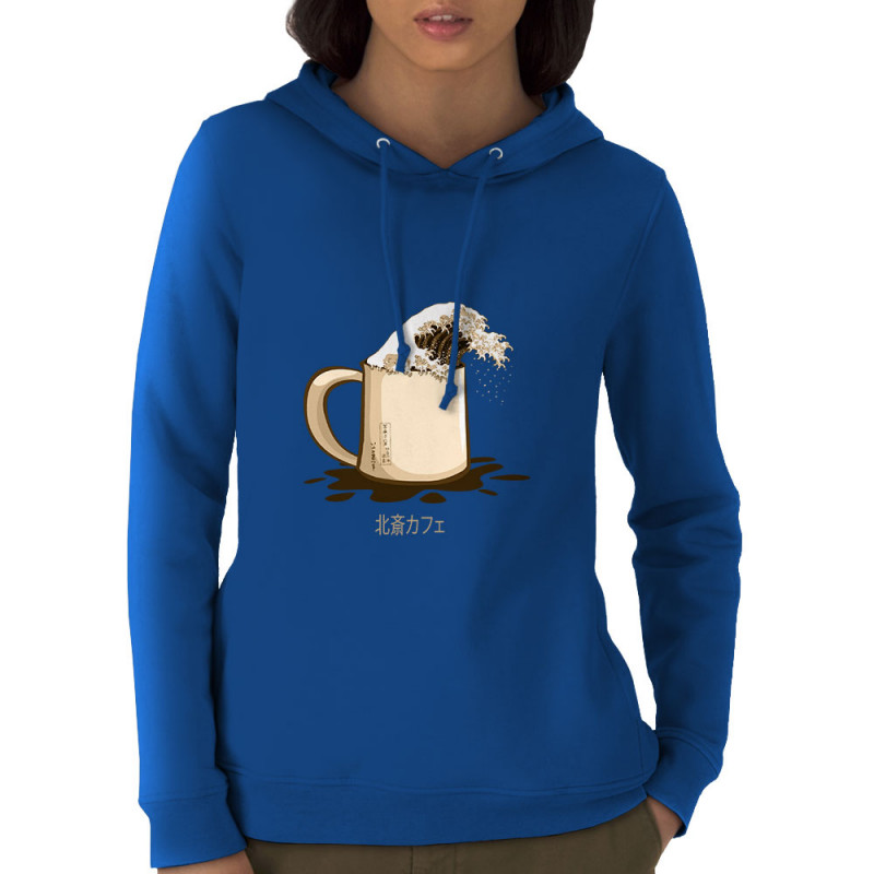 Sweat femme à capuche coton bio bleu royal Hokusaï coffee (Gondrax,Hokusaï,Musée,Fruits & Légumes)