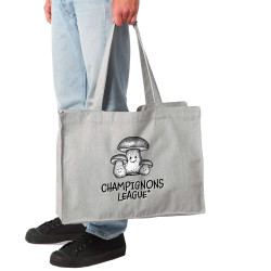 Grand sac shopping en toile recyclé gris chiné Champignons League (Gondrax,Humour,Fruits & Légumes)