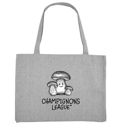 Grand sac shopping en toile recyclé gris chiné Champignons League (Gondrax,Humour,Fruits & Légumes)