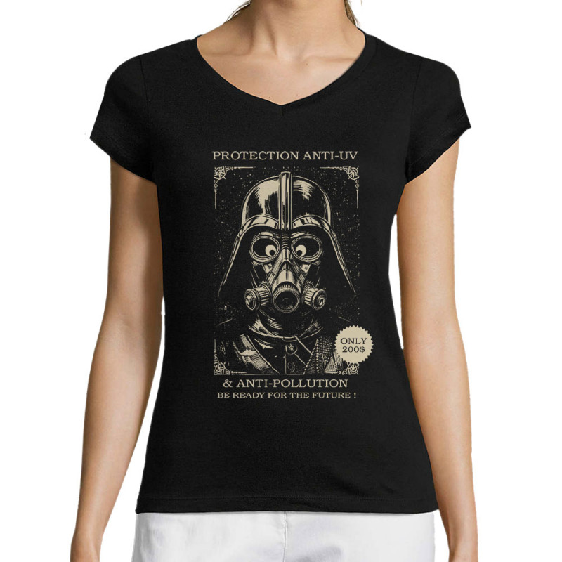 T-shirt femme col V noir Protection anti-UV (Oblik,Star Wars)