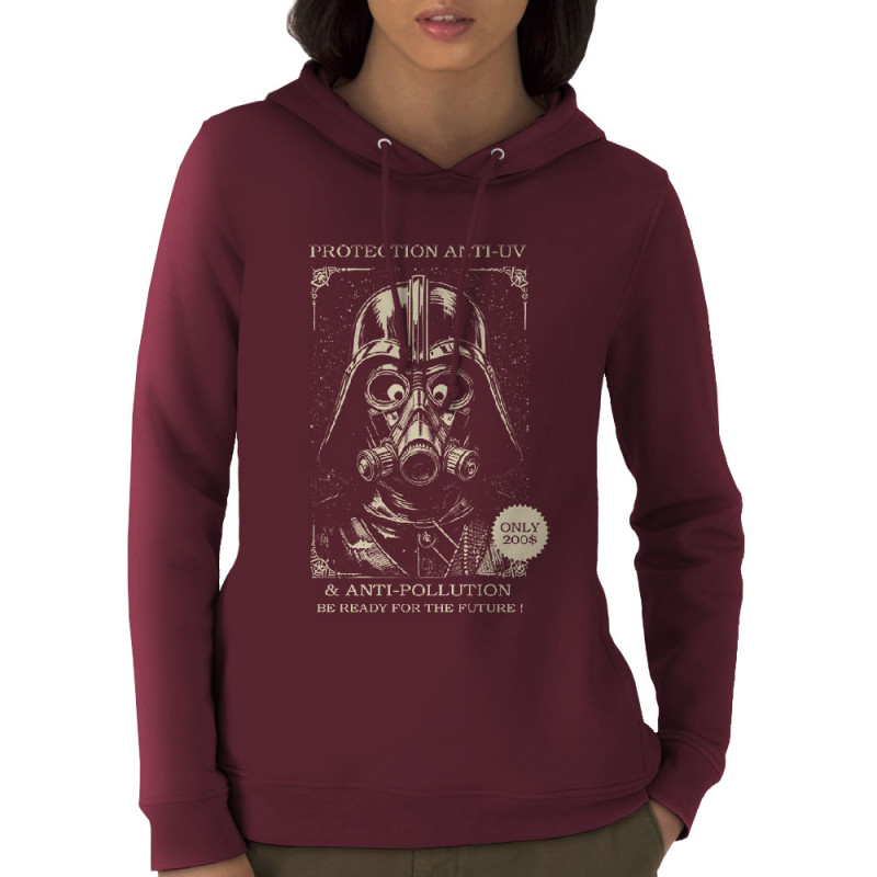 Sweat femme à capuche coton bio bordeaux Protection anti-UV (Oblik,Star Wars)