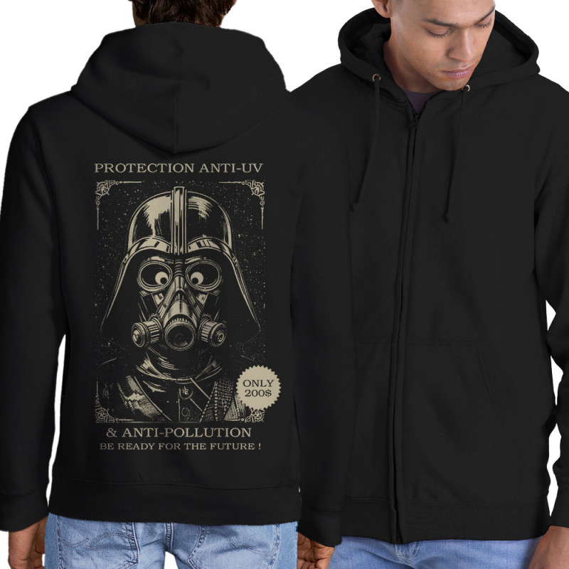 Sweat homme à capuche zippé noir Protection anti-UV (Oblik,Star Wars)