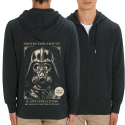 Sweat homme zippé à capuche coton bio noir Protection anti-UV (Oblik,Star Wars)