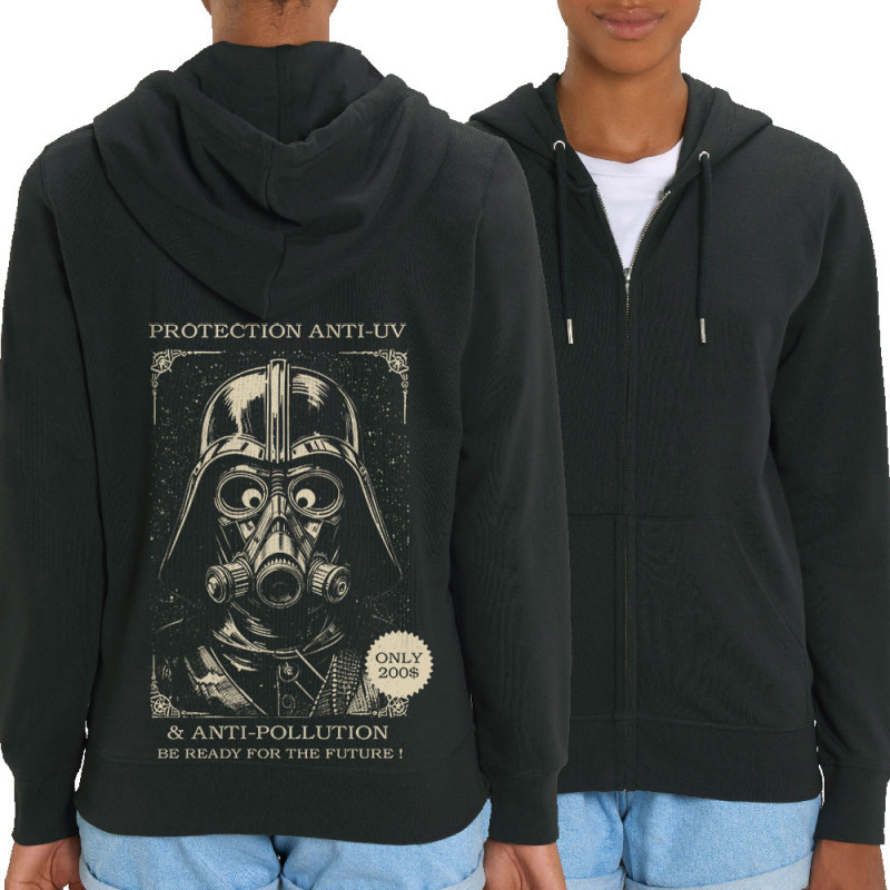 Sweat femme zippé à capuche coton bio noir Protection anti-UV (Oblik,Star Wars)
