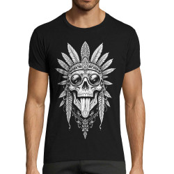 T-shirt homme fit noir Aztec Steampunk (Oblik,Steam Punk,Têtes de morts)