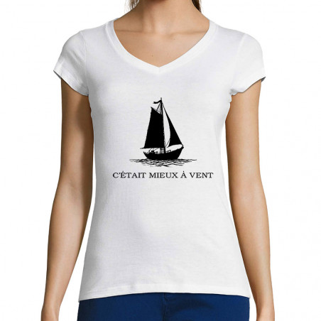 T-shirt femme col V...