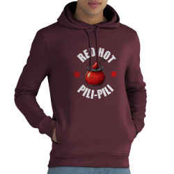 Sweat homme à capuche coton bio bordeaux Red Hot Pili-Pili (Oblik,Détournements,Fruits & Légumes)