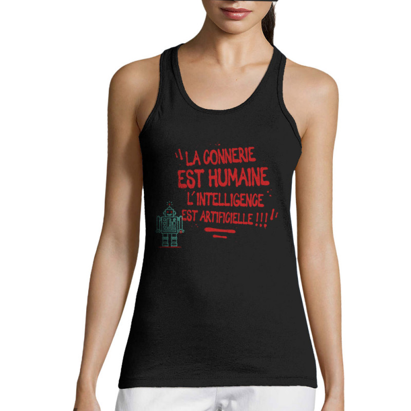 Débardeur femme noir La connerie est humaine (Baxt,Slogans Débiles)