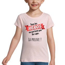 T-shirt fillette rose pale Tous les héros (Gondrax,Slogans Débiles)