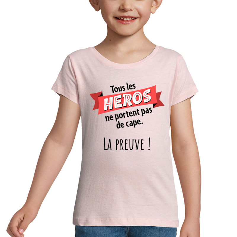 T-shirt fillette rose pale Tous les héros (Gondrax,Slogans Débiles)
