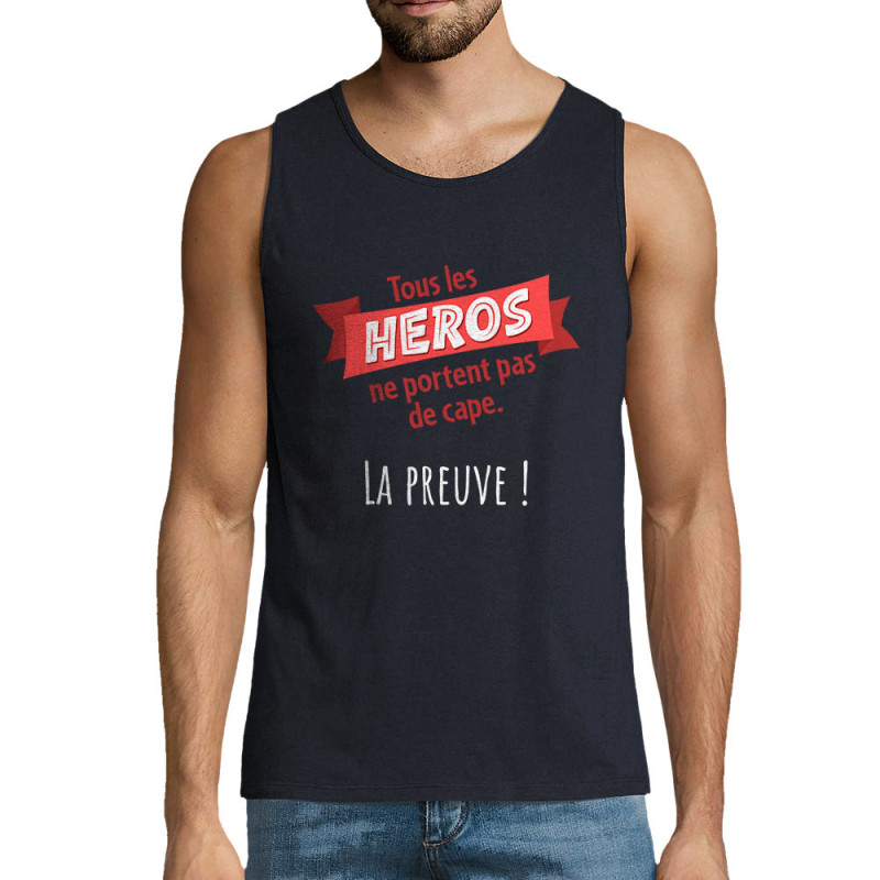 Débardeur homme bleu marine Tous les héros (Gondrax,Slogans Débiles)