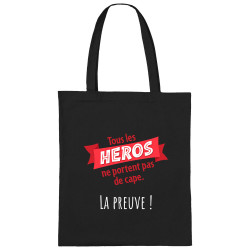 Sac shopping en toile noir Tous les héros (Gondrax,Slogans Débiles)