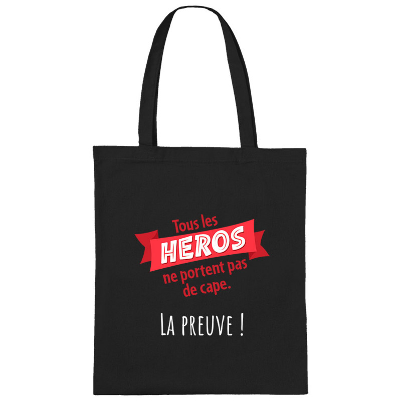 Sac shopping en toile noir Tous les héros (Gondrax,Slogans Débiles)