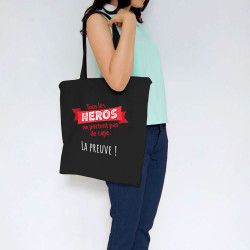 Sac shopping en toile noir Tous les héros (Gondrax,Slogans Débiles)